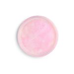 Round tray made of pink alabaster with natural white and darker pink veining, smooth polished surface