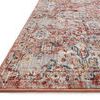 Close-up angled corner view showing low pile texture and detailed vintage pattern with rusty red binding