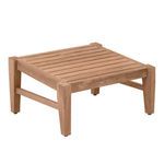 Teak ottoman frame only, showing wooden slats and leg structure without cushion