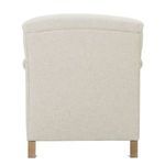 Straight back view showing clean fabric upholstery and squared wood legs