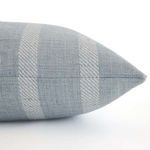 Close-up side view of Beach Haven Blue Pillow Cover showing textured fabric and neat seam stitching