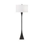 Front view of Tapered Forged Floor Lamp turned on with warm beige shade