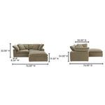 Dimension diagram of Terra Condo Nook sectional showing width, depth, and height measurements in inches