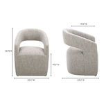 Barrow chair dimensions shown from front and side, detailing height, width, and depth in inches