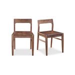 Set of two Owing Dining Chairs in walnut wood with curved open-back and solid wood frame