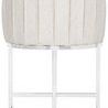 Back view highlighting vertical upholstery stitching details on the barrel backrest.