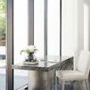 Linea side chair near geometric textured wood sideboard and artistic monochrome painting