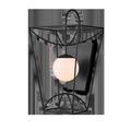 Rochefort Large Wall Sconce with black powder-coated metal frame and central milky white glass globe lantern design