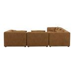 Straight-on back view showing the plain, smooth fabric upholstery and square full-height backrests