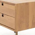 Side close-up highlighting oak wood grain and texture on nightstand
