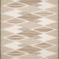Evelina Taupe / Bark hand-woven rug with geometric diamond shapes in neutral taupe, beige, and gray tones