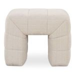 Plump Verity stool with wide channel detailing in soft flecked beige upholstery