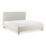 Angled view of Ichigo bed with white mattress highlighting profile and frame design