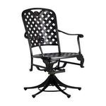Black lattice swivel rocker without cushion showing metal seat detail