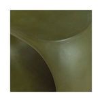 Close-up of stool surface showing smooth texture and matte green concrete finish