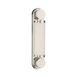 Emmons Sconce showing unlit frosted glass center with polished metal and marble details