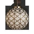 Polyhedron Small Pendant with triangular white glass panes outlined in antique brass frame