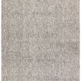 Hand-tufted wool area rug in solid gray and cream with tweed-inspired duo-tone texture and subtle black accents