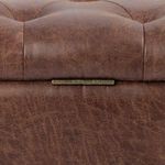 Close-up showing tufted button detailing on Jefferson Trunk brown faux leather top