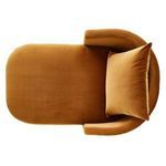 Top-down view illustrating pill shape of seat cushion and placement of single pillow