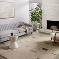 Side close-up of rug texture and detailed pattern outlining on Bowery Slate taupe rug