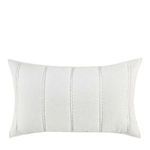 Front view of cloud white sham showing large vertical channel quilted pattern in detail