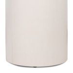 Close-up view of the solid white wooden base’s vertical grain and smooth finish on Zach End Table