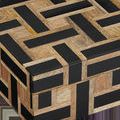 Close-up angled view showing texture and detail of woodgrain and composite weave on top box corner