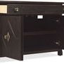 Driftwood Hall Chest with drawer and doors open showing interior shelf and light wood drawer interior.