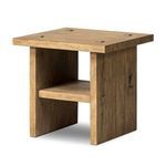 Zeno End Table angled view showing solid wood sides and lower shelf storage