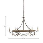 Jean Chandelier with dimensions showing 55.5 inches wide and 35 inches tall