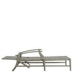 Side profile of chaise with adjustable backrest partially lifted, showing taupe frame and white cushion
