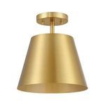 ceiling light shown from slightly raised angle highlighting smooth brass finish