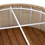 Close-up showing wooden slats and internal wooden divider frames from inside
