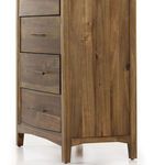 Close-up showing dresser side panel with inset woodworking and smooth finish