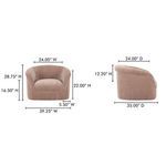 Front and side views of Thora Lounge Chair with detailed dimensions in inches