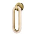 Aurora Alabaster Wall Sconce angled shot highlighting brushed brass hardware and alabaster ring