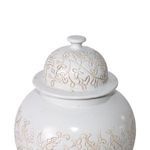 Product Image 3 for Matte White Carved Floral Temple Jar from Legend of Asia