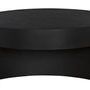 Back view displaying continuous curved base and circular tabletop in matte black