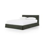 Alternate side view with white bedding and single pillow on the headboard side