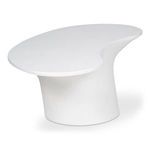 Yumi outdoor coffee table angled more sharply showing the tapering pedestal base