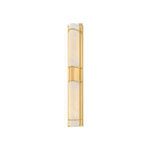 Tall wall sconce with matte cloud glass triangular shades and minimalistic brass metal frame