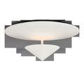 White Empyrean Flush Mount ceiling light with geometrical cone shape at center and circular flat top