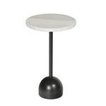 Arthur Accent Table with round white marble top and goblet-shaped black steel base