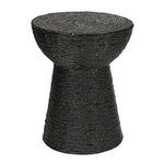 Willow Handwoven Houseglass black accent table with gently rounded silhouette and intricate woven corn rope texture