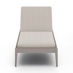 Front view of Sherwood Modern Stone Grey Outdoor Chaise with backrest laid flat