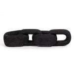 Side view of carbonized black wood chain revealing interlocking oval links with smooth finish