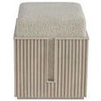 Carmen Bunching Stool with tambour-wrapped Skylark base and Sheldon Ivory upholstered cozy square top