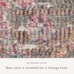 Close up of textured pile showing distressed effect with base yarn revealed for vintage look