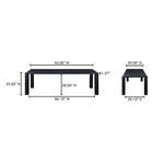 Post dining table with detailed dimensions diagram showing height, width, and depth